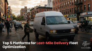 Last-Mile Delivery fleet optimization platforms dashboard with route tracking
